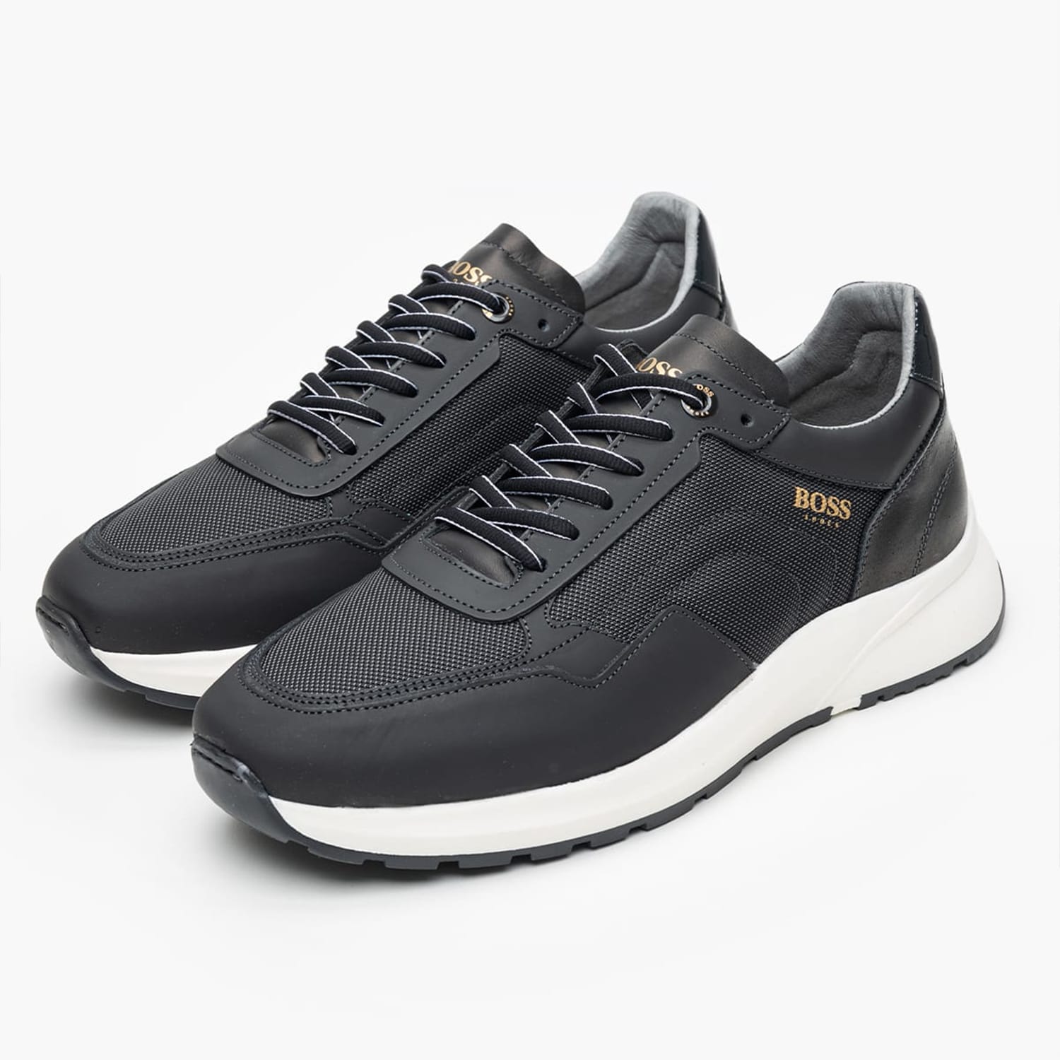 Ανδρικά Παπούτσια Casual B190.M Μαύρο Δέρμα-Ύφασμα Boss shoes Ανδρικά Παπούτσια Casual B190.M Μαύρο Δέρμα-Ύφασμα Boss shoes