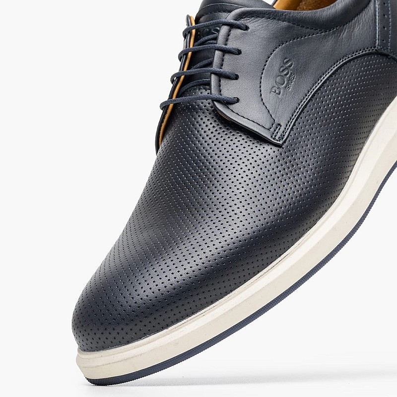 Ανδρικά Παπούτσια Δετά B201 Μπλε Δέρμα Boss shoes