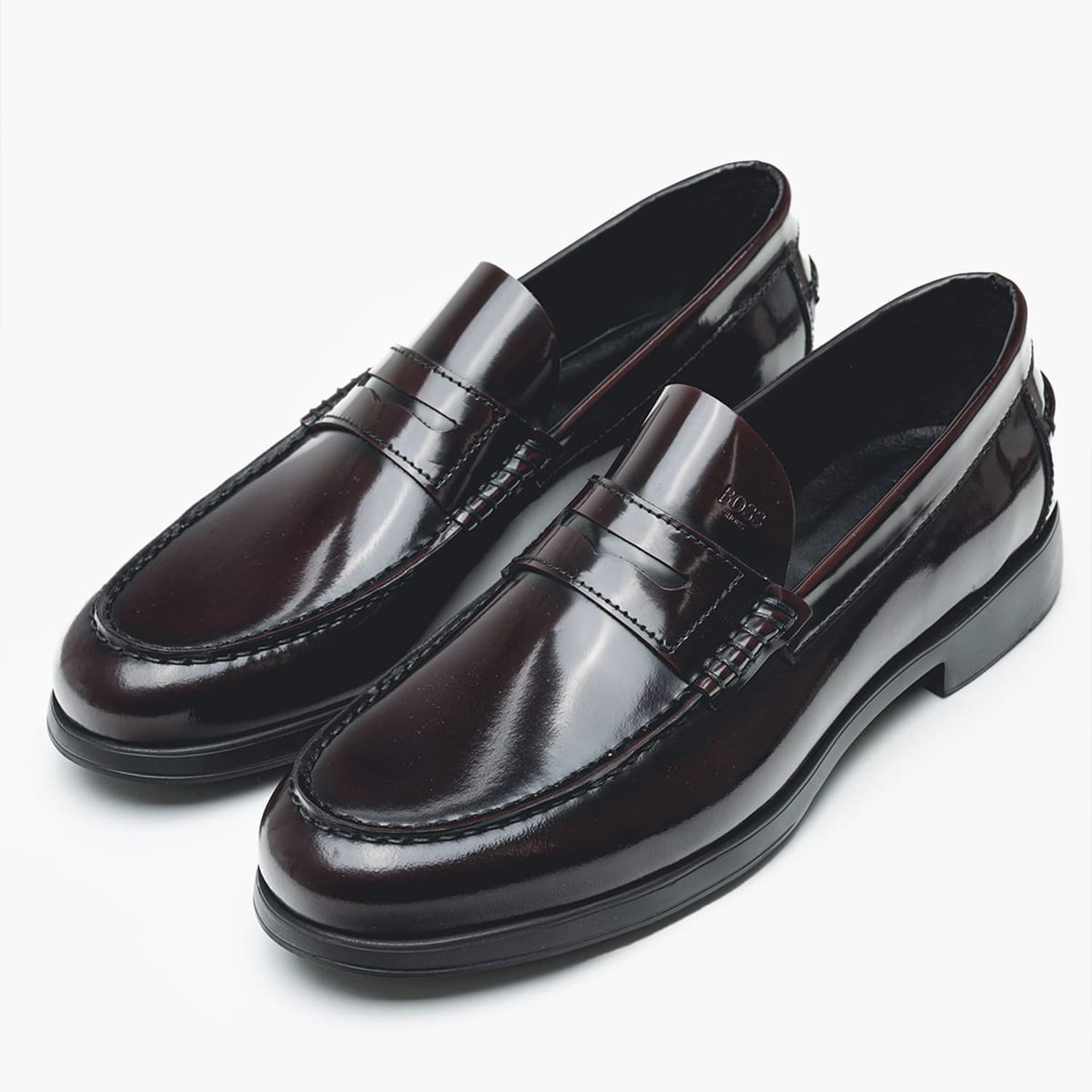 Ανδρικά Μοκασίνια B6487 Μπορντό Δέρμα Boss shoes