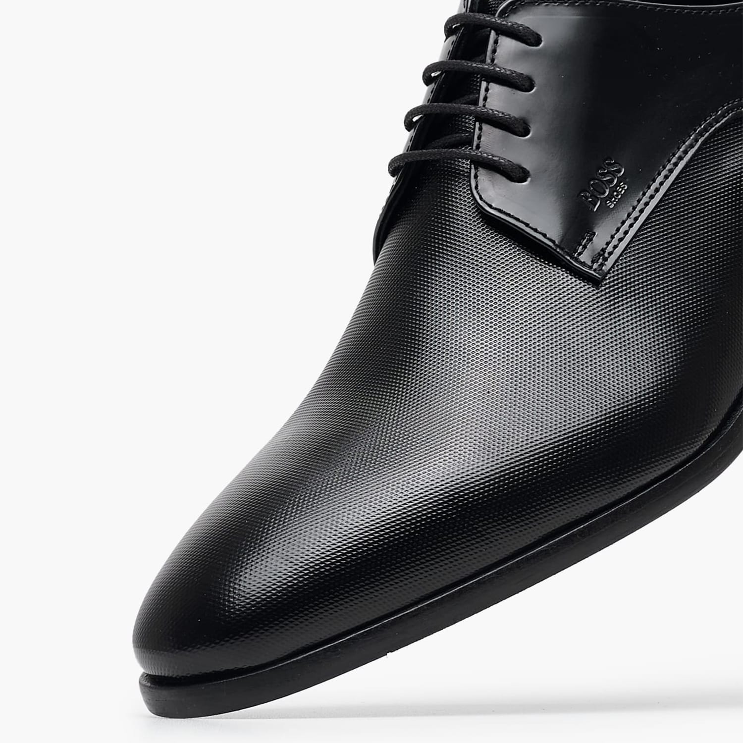 Ανδρικά Παπούτσια Δετά B7513.Point Μαύρο Δέρμα Boss shoes