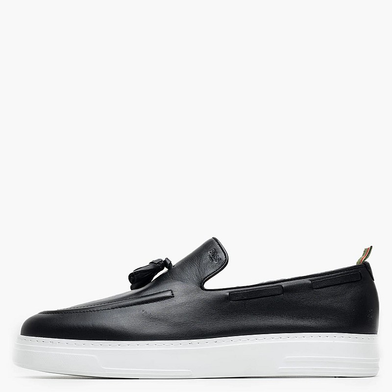 Ανδρικά Μοκασίνια B7686.Lea Μαύρο Δέρμα Boss shoes