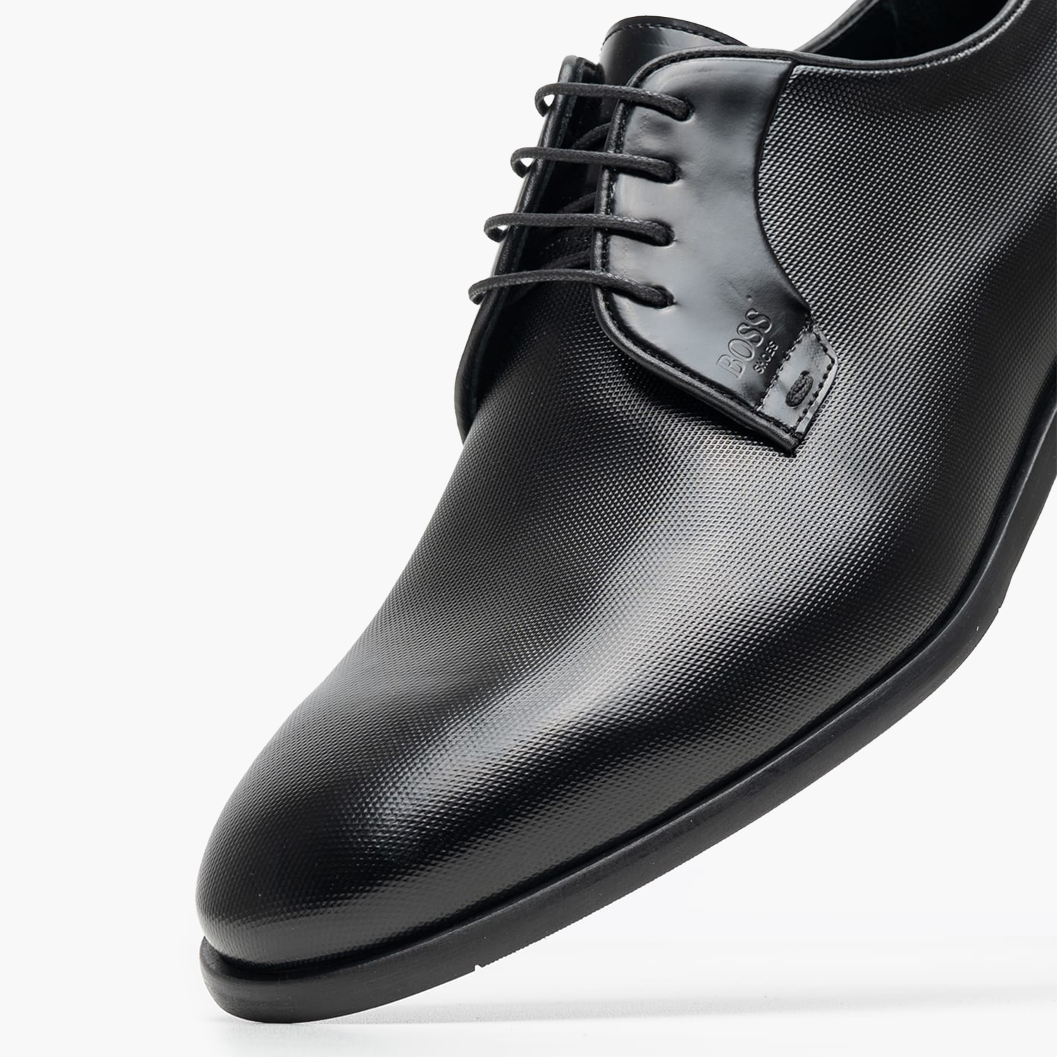 Ανδρικά Παπούτσια Δετά B7733.Point Μαύρο Δέρμα Boss shoes