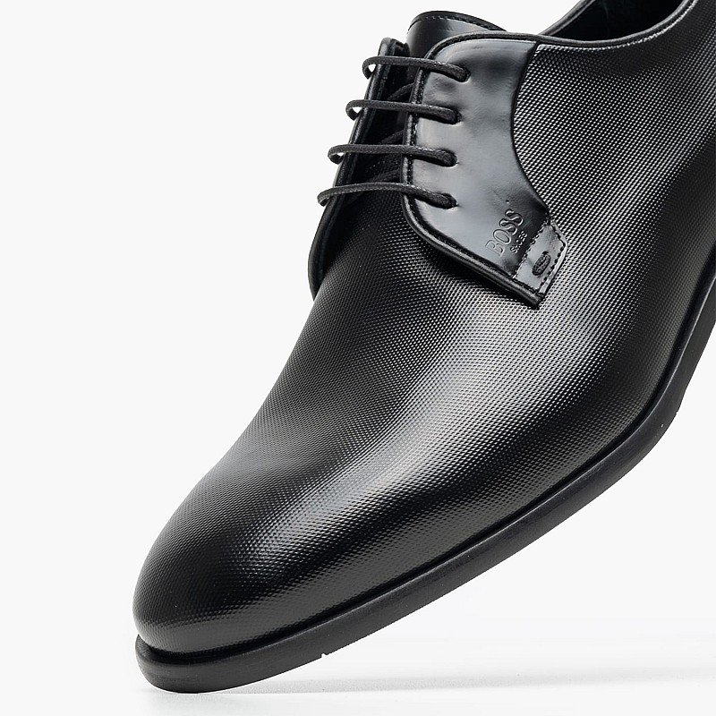 Ανδρικά Παπούτσια Δετά B7733.Point Μαύρο Δέρμα Boss shoes