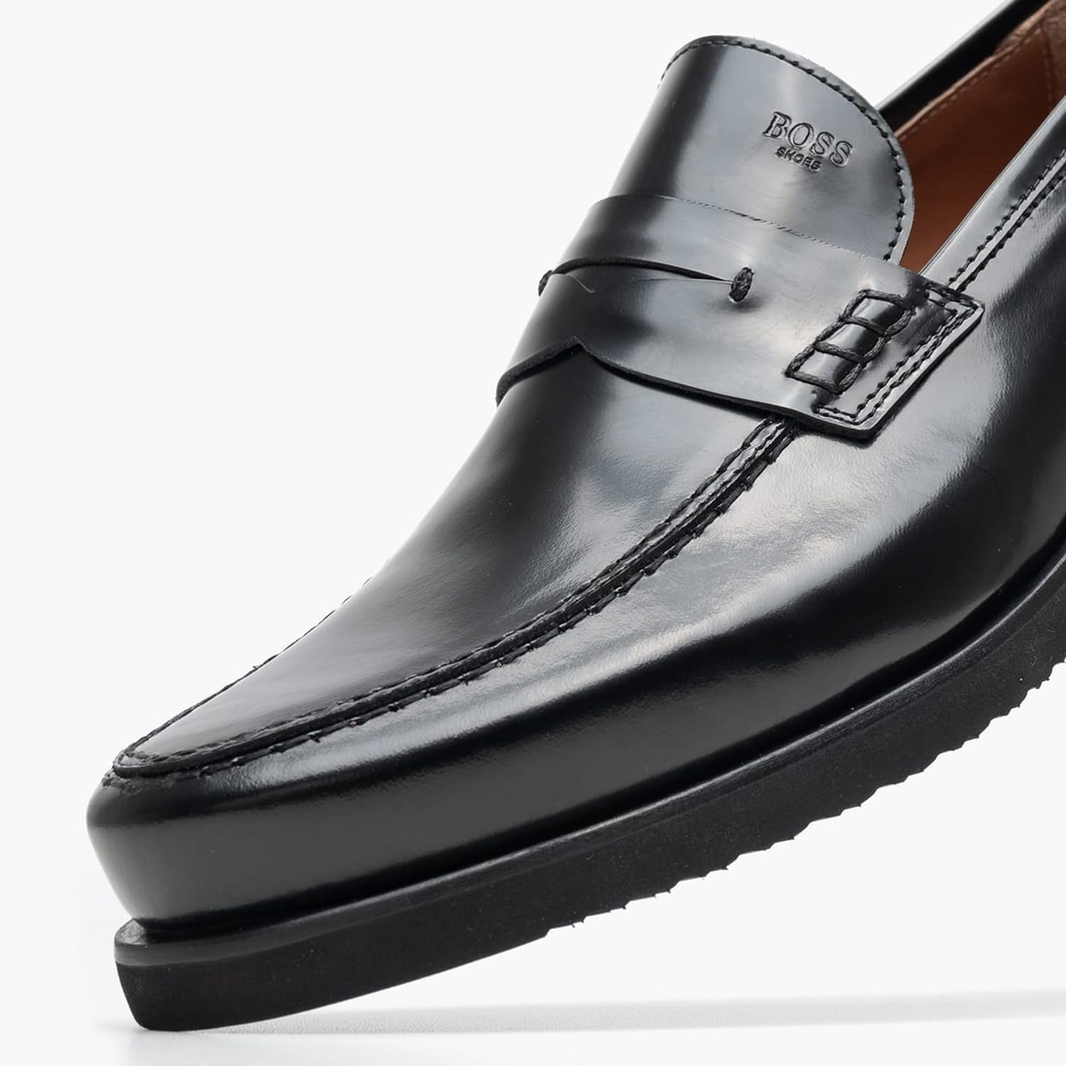 Men Moccasins B7745 Black Leather Boss shoes