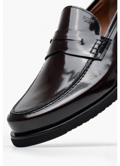 Men Moccasins B7745 Bordo Leather Boss shoes