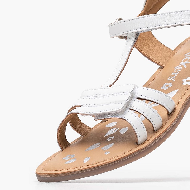Kids Flip Flops & Sandals Diamanto.B White Leather Kickers