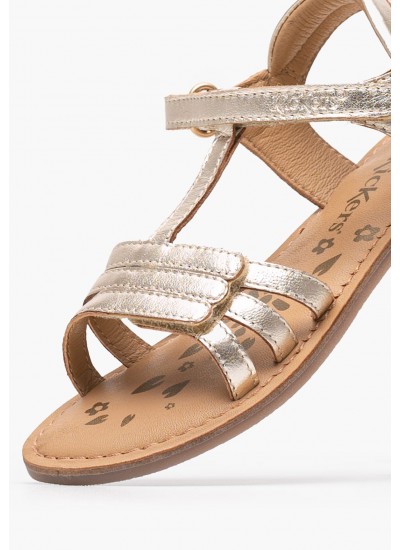 Παιδικές Σαγιονάρες & Πέδιλα Diamanto.Or Χρυσό Δέρμα Kickers