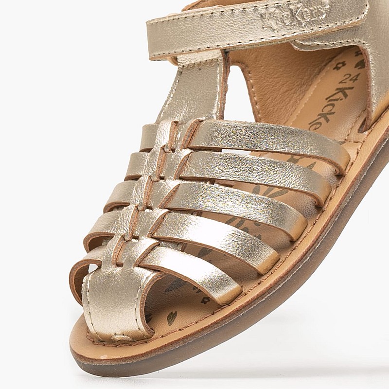 Kids Flip Flops & Sandals Kick.Dilola Gold Leather Kickers