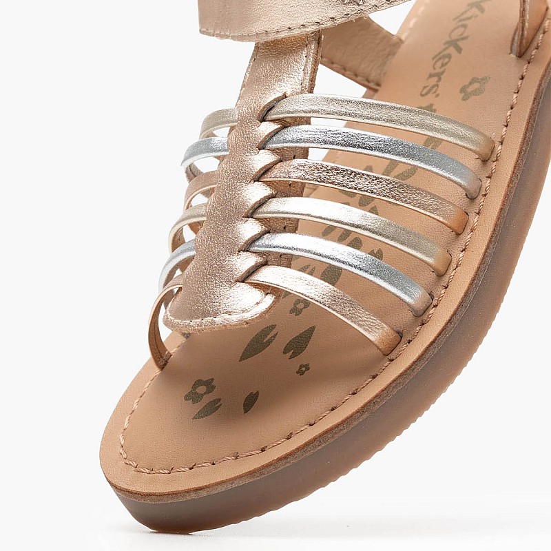 Kids Flip Flops & Sandals Kick.Prella Bronze Leather Kickers