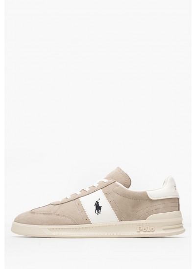 Ανδρικά Παπούτσια Casual Hrt.Aera Μπεζ Δέρμα Καστόρι Ralph Lauren