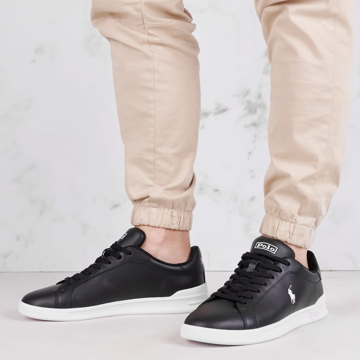 Ανδρικά Παπούτσια Casual Hrt.Toplace Μαύρο Δέρμα Ralph Lauren Ανδρικά Παπούτσια Casual Hrt.Toplace Μαύρο Δέρμα Ralph Lauren