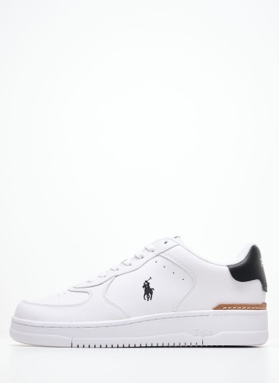 Ανδρικά Παπούτσια Casual Court.Sneaker Μαύρο Δέρμα Ralph Lauren