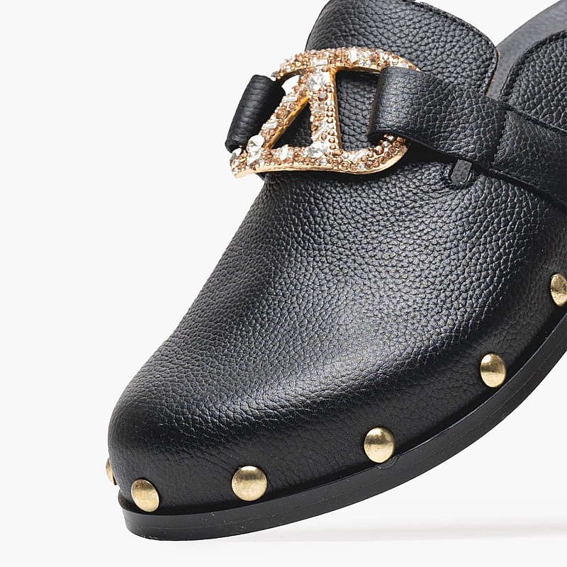 Γυναικεία Mules 5394 Μαύρο Δέρμα Alpe
