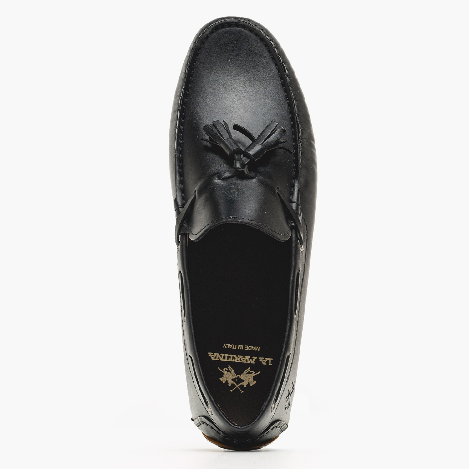 Men Moccasins 251061 Black Leather La Martina Men Moccasins 251061 Black Leather La Martina