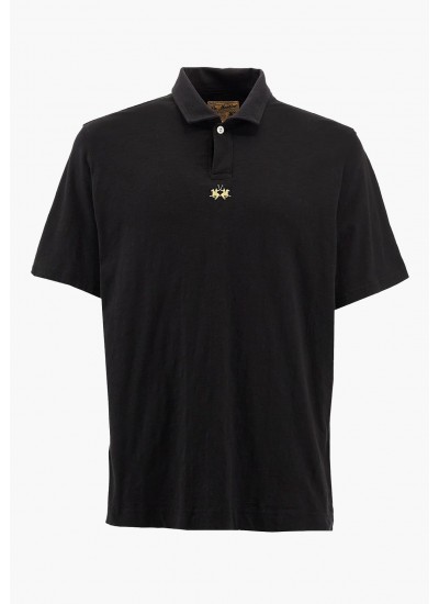 Ανδρικές Μπλούζες Polo.Club Μαύρο Βαμβάκι La Martina