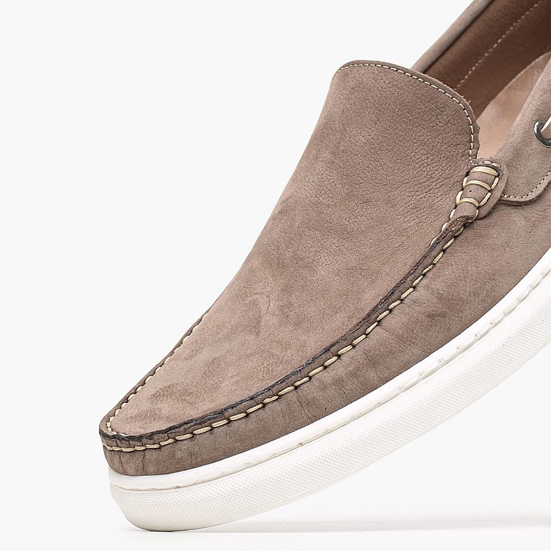 Men Moccasins 4500.Bs Taupe Nubuck Leather Damiani