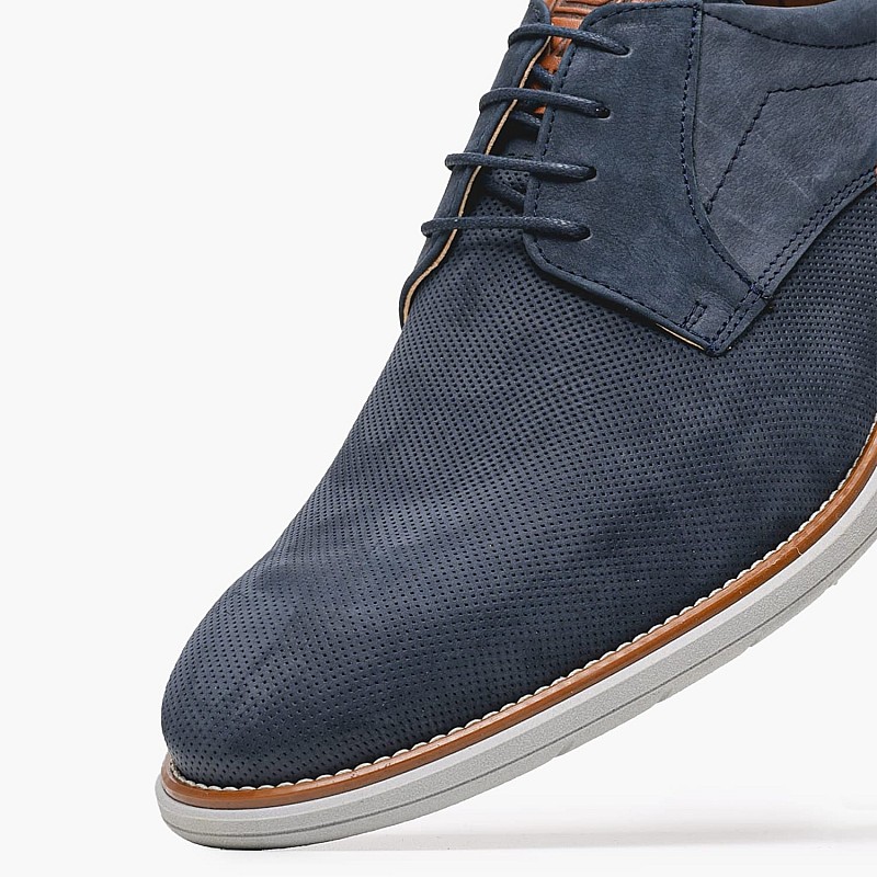 Men Shoes 5402 Blue Nubuck Leather Damiani