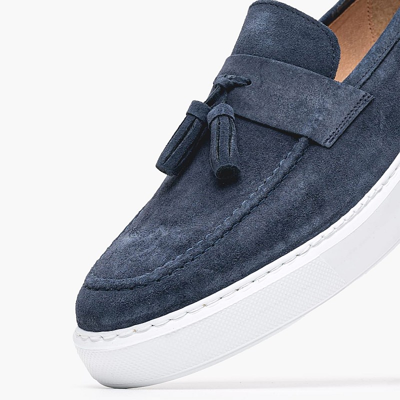 Men Moccasins 6504 Blue Buckskin Damiani