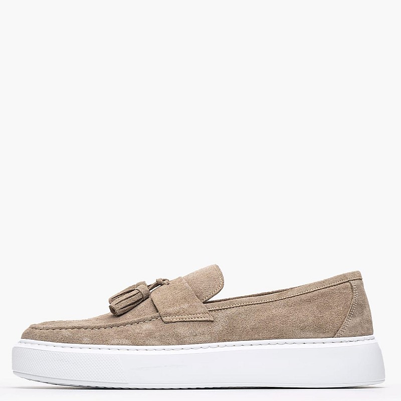 Men Moccasins 6504 Taupe Buckskin Damiani