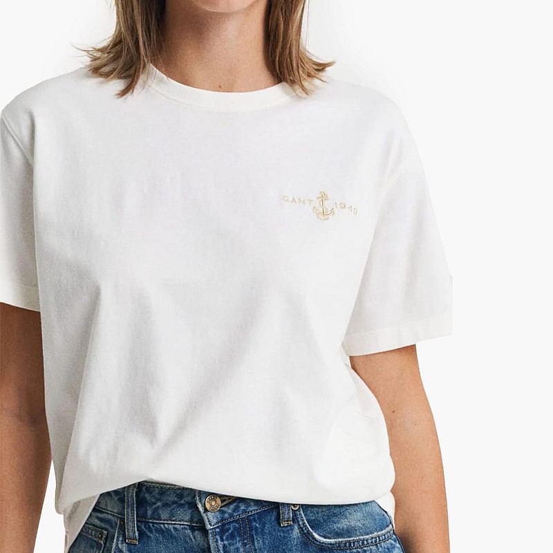 Women T-Shirts - Tops Anchor White Cotton GANT