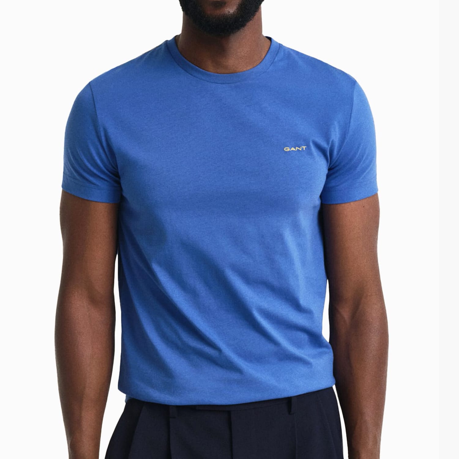 Men T-Shirts Con.Trast Blue Cotton GANT Men T-Shirts Con.Trast Blue Cotton GANT