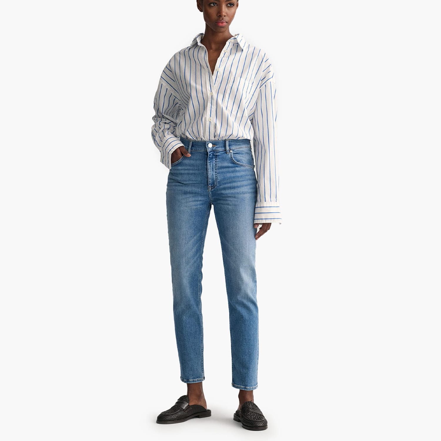 Γυναικεία Παντελόνια Cropped.Jeans Μπλε Βαμβάκι GANT Γυναικεία Παντελόνια Cropped.Jeans Μπλε Βαμβάκι GANT