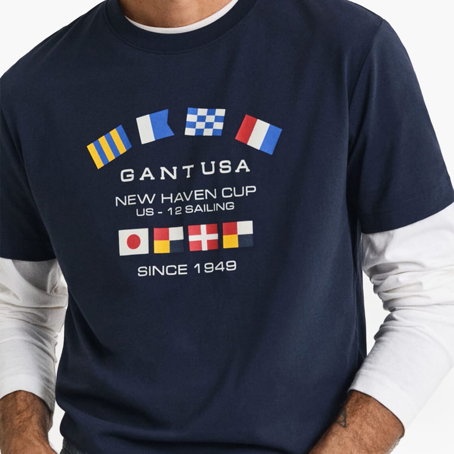 Ανδρικές Μπλούζες Graphic.Tshirt Σκούρο Μπλε Βαμβάκι GANT