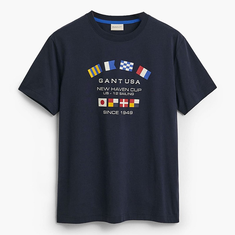 Men T-Shirts Graphic.Tshirt DarkBlue Cotton GANT