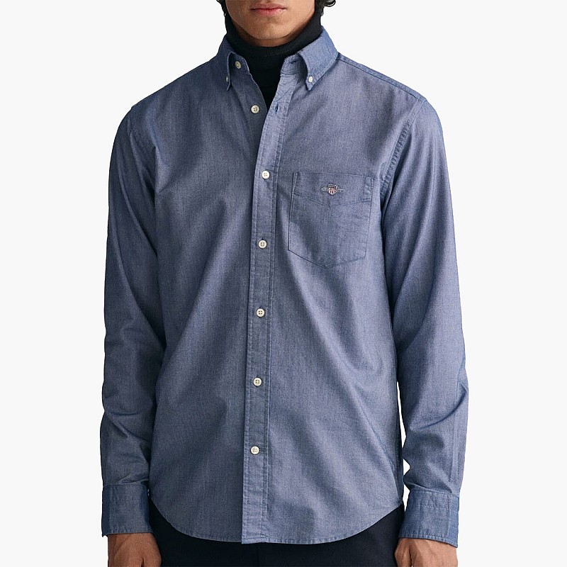 Ανδρικά Πουκάμισα Oxford.Shirt Μπλε Βαμβάκι GANT