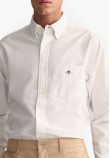 Ανδρικά Πουκάμισα μακρύ μανίκι Oxford.Shirt Άσπρο Βαμβάκι GANT