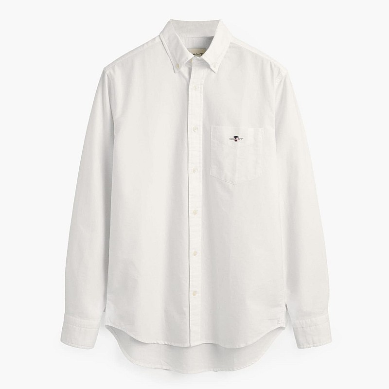 Ανδρικά Πουκάμισα μακρύ μανίκι Oxford.Shirt Άσπρο Βαμβάκι GANT