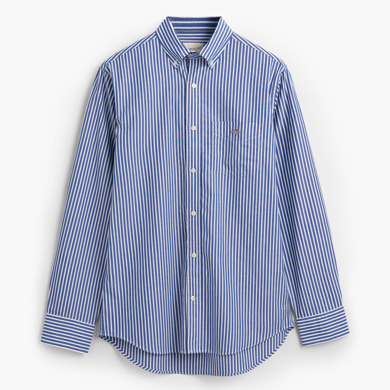 Ανδρικά Πουκάμισα Poplin.Stripe Μπλε Βαμβάκι GANT