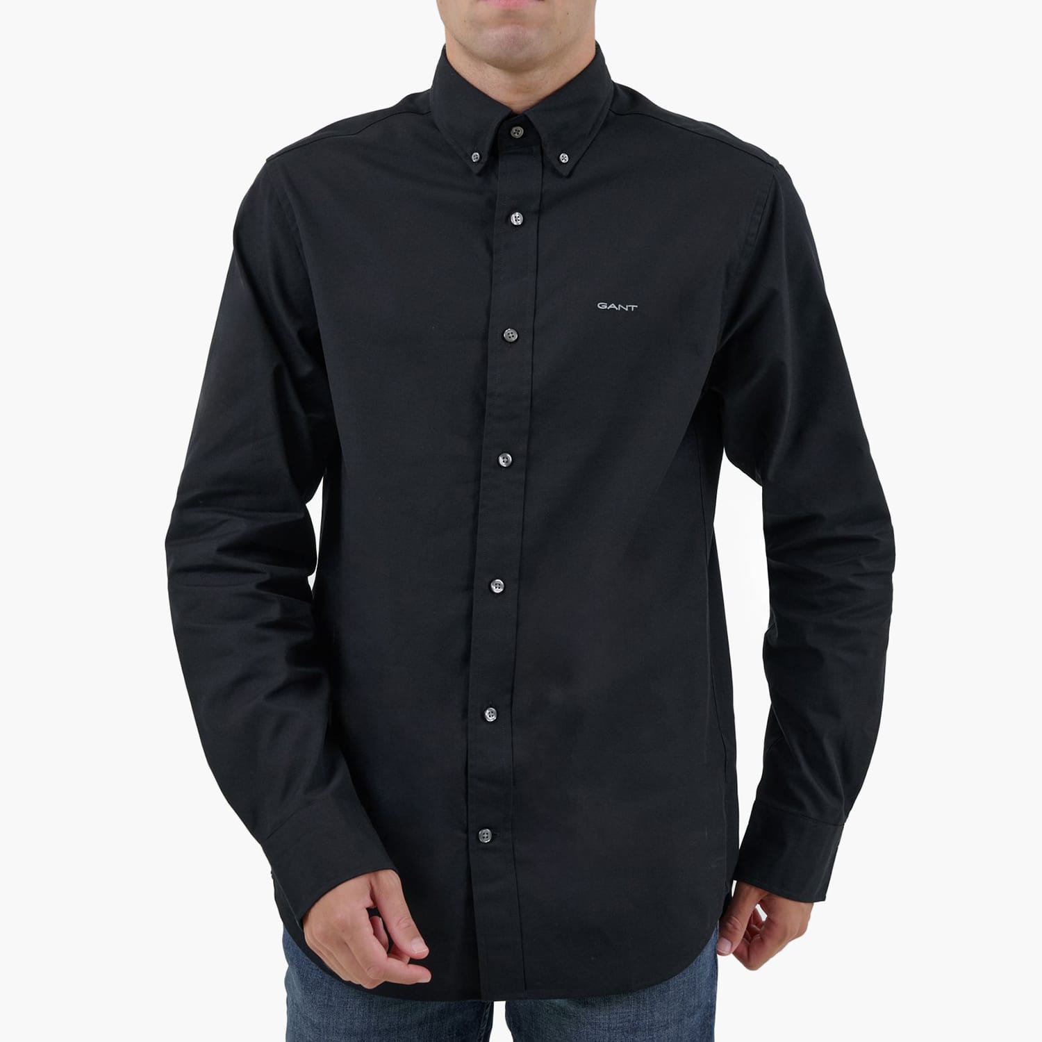 Men Shirts Printpoint Black Cotton GANT