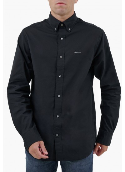 Ανδρικά Πουκάμισα Oxford.Shirt Μπλέ Ανοιχτό Βαμβάκι GANT