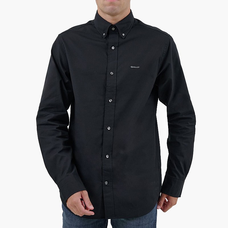 Men Shirts Printpoint Black Cotton GANT