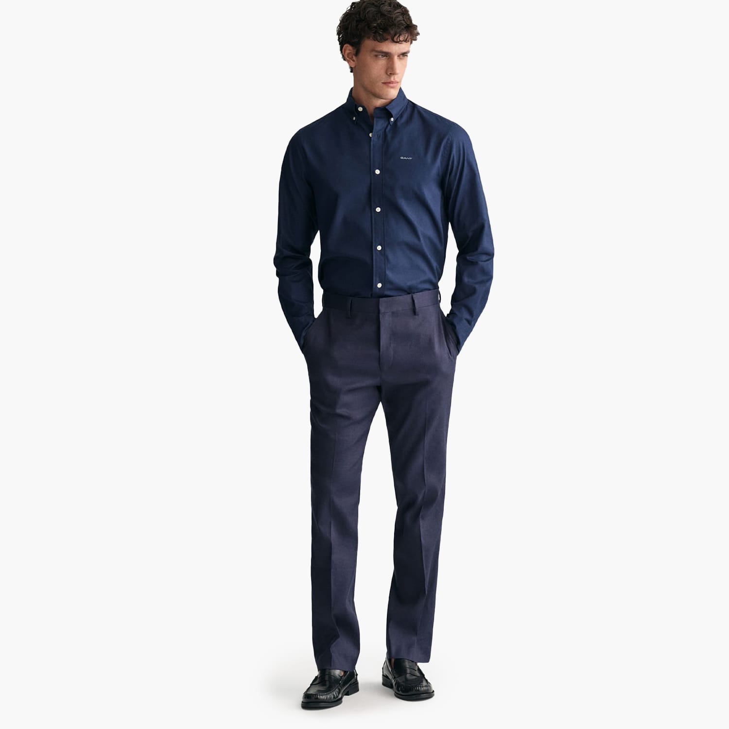 Men Shirts Printpoint DarkBlue Cotton GANT Men Shirts Printpoint DarkBlue Cotton GANT
