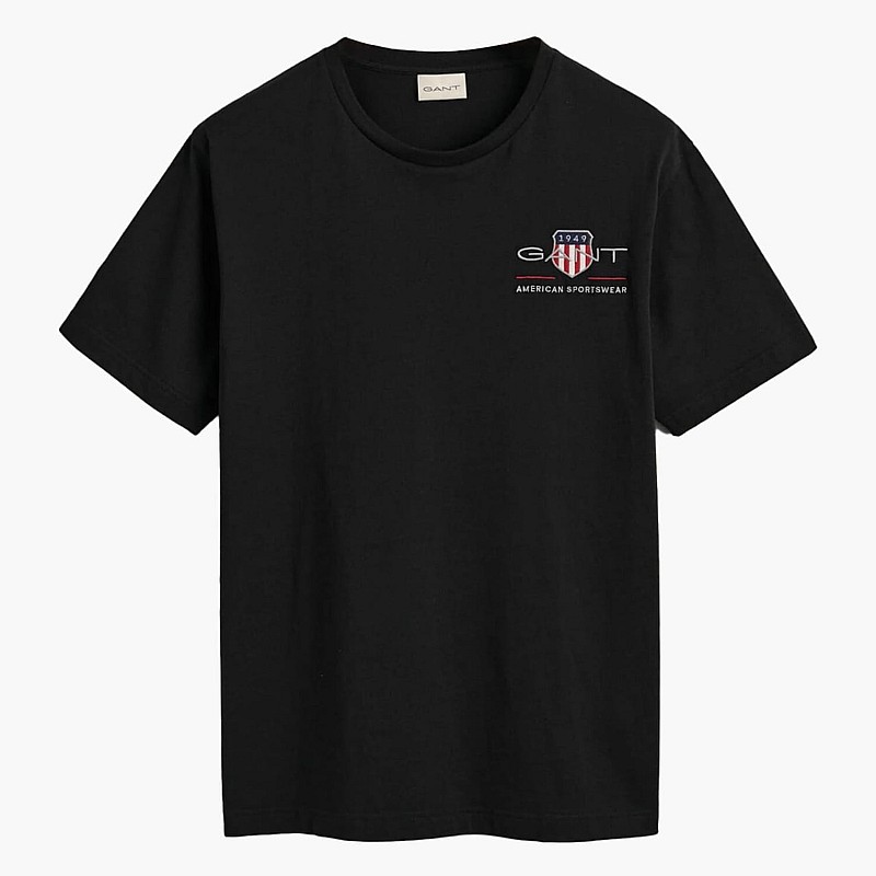 Men T-Shirts Reg.Emb Black Cotton GANT