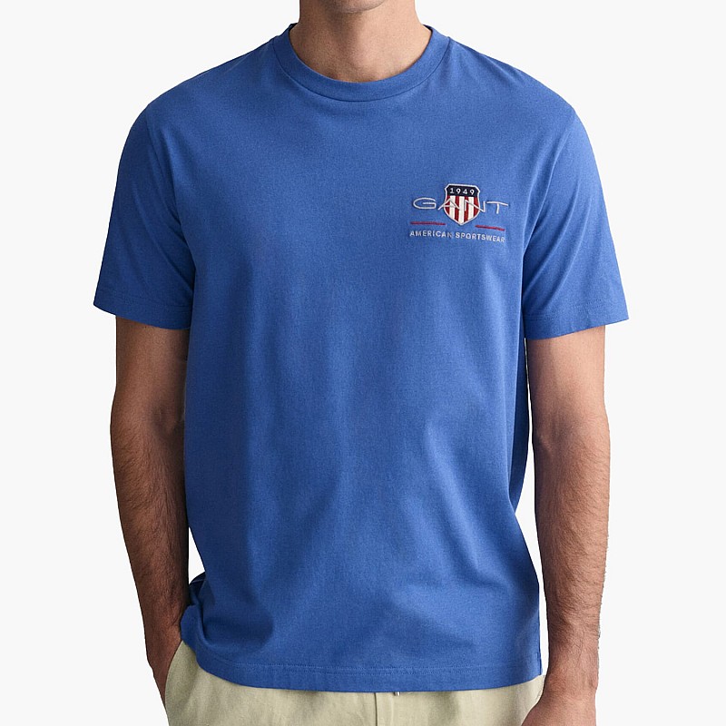 Men T-Shirts Reg.Emb Blue Cotton GANT