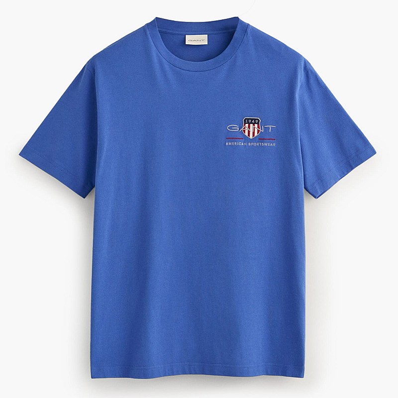 Men T-Shirts Reg.Emb Blue Cotton GANT