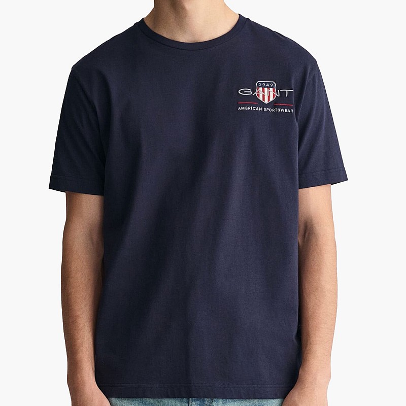 Men T-Shirts Reg.Emb DarkBlue Cotton GANT