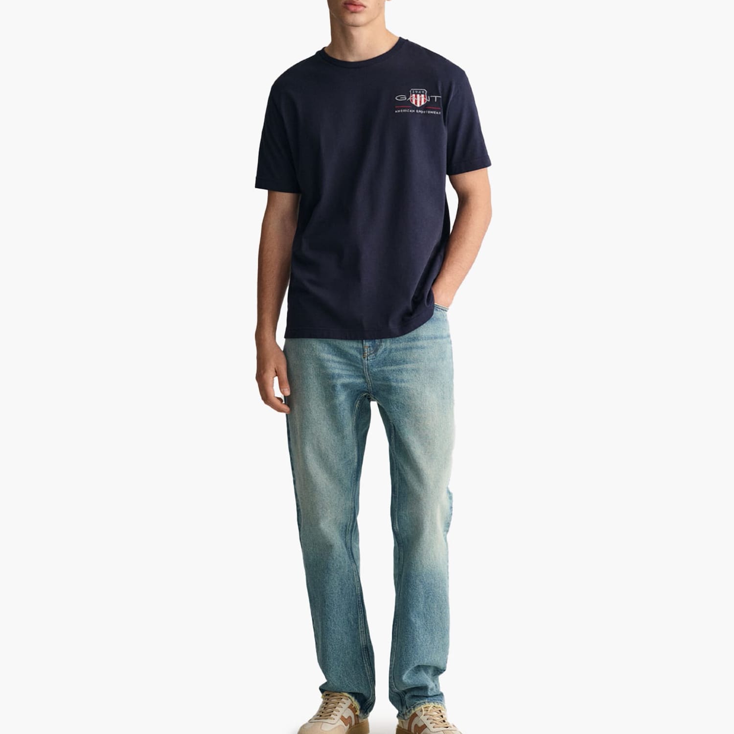 Men T-Shirts Reg.Emb DarkBlue Cotton GANT Men T-Shirts Reg.Emb DarkBlue Cotton GANT