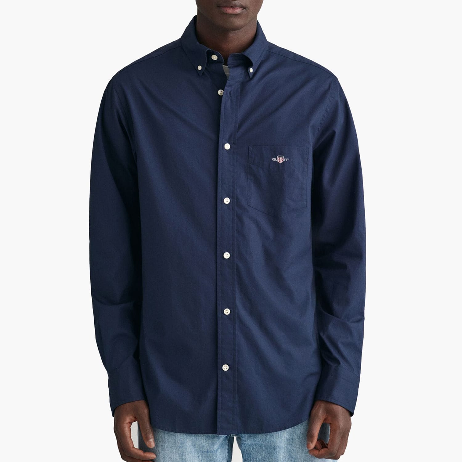 Men Shirts Reg.Poplin DarkBlue Cotton GANT