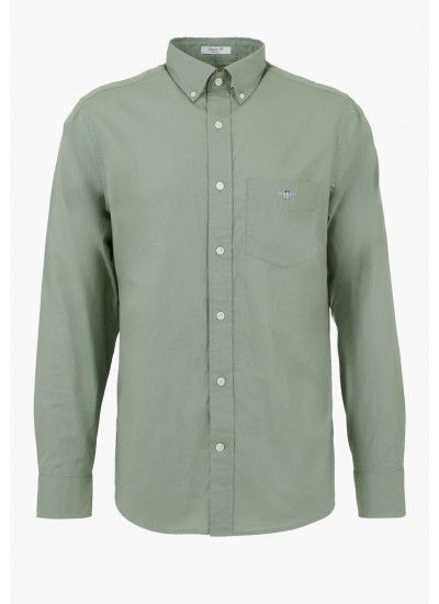 Ανδρικά Πουκάμισα Oxford.Shirt Μπλέ Ανοιχτό Βαμβάκι GANT