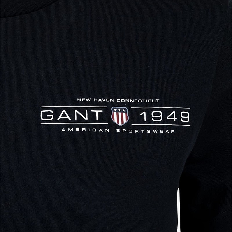 Γυναικείες Μπλούζες - Τοπ Reg.Shield.W Μαύρο Βαμβάκι GANT