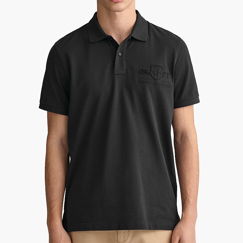 Men T-Shirts Reg.Tonal Black Cotton GANT
