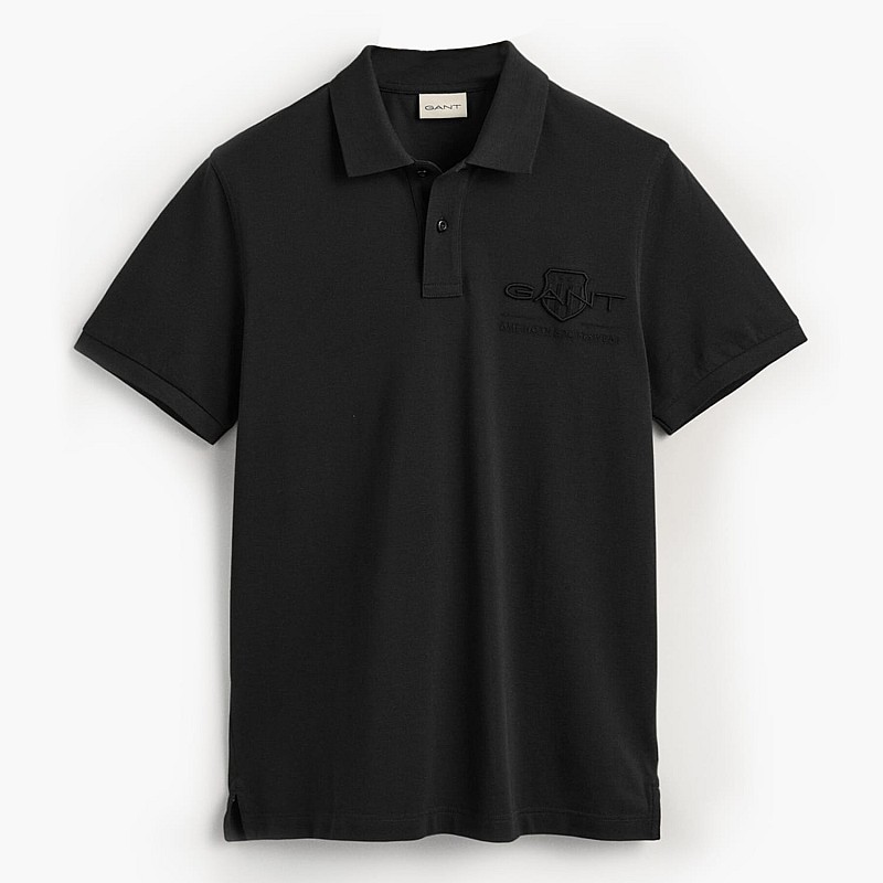 Men T-Shirts Reg.Tonal Black Cotton GANT