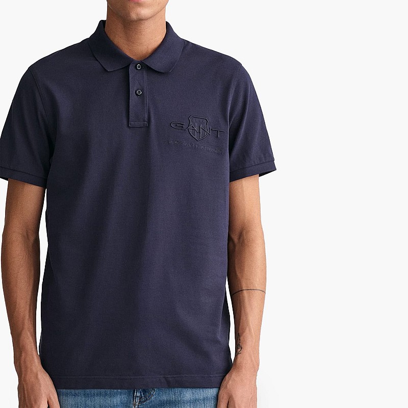Men T-Shirts Reg.Tonal DarkBlue Cotton GANT