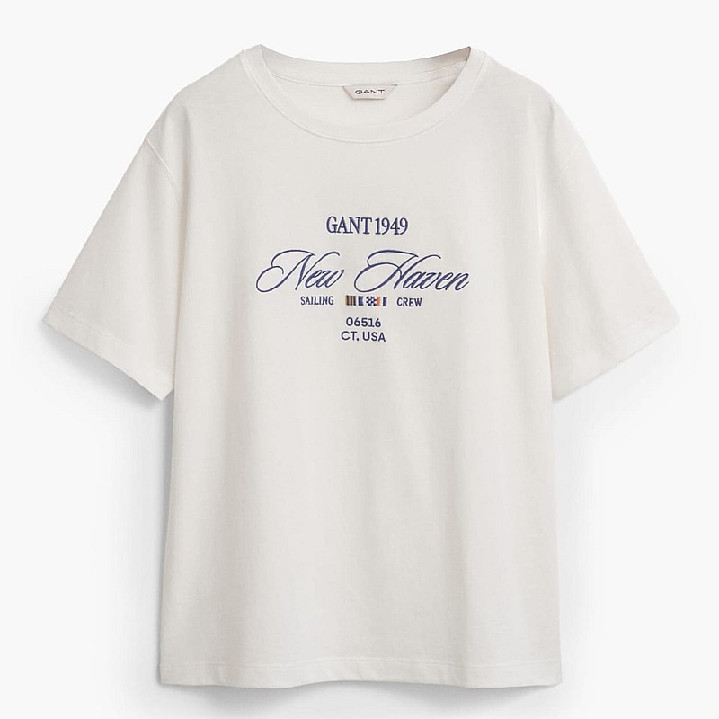 Women T-Shirts - Tops Sailing.Crew White Cotton GANT