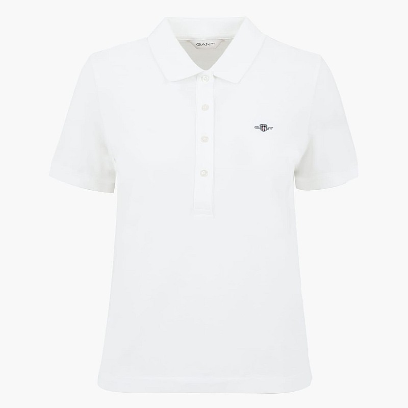 Women T-Shirts - Tops Shield.Pique White Cotton GANT