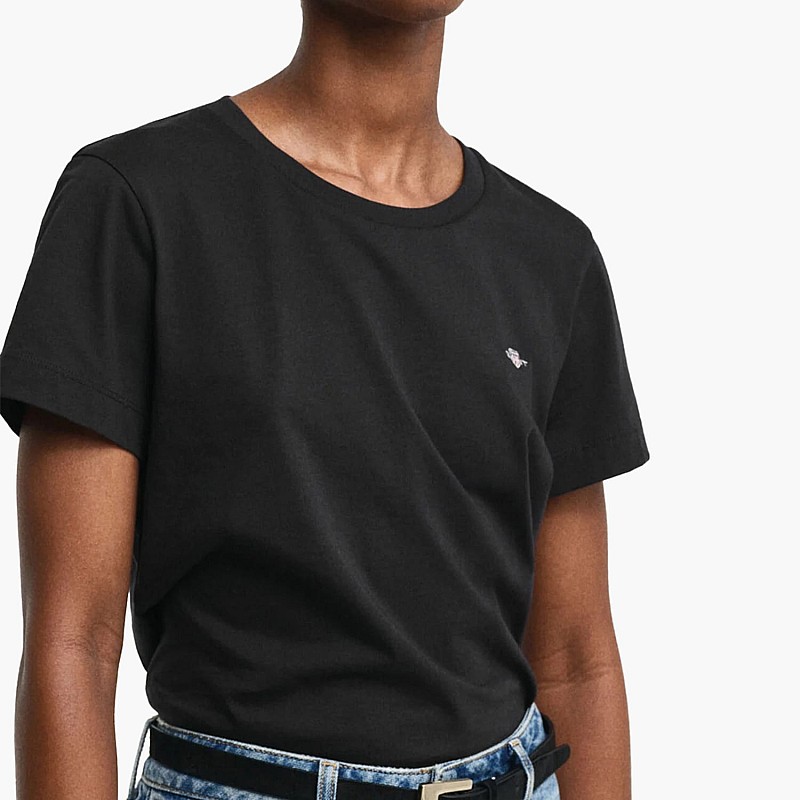 Women T-Shirts - Tops Shield.Rs Black Cotton GANT